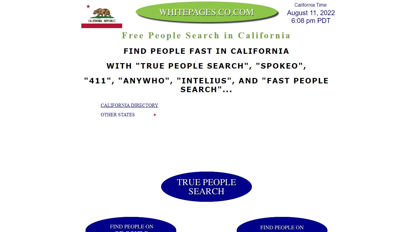 California Free People Search and White Pages